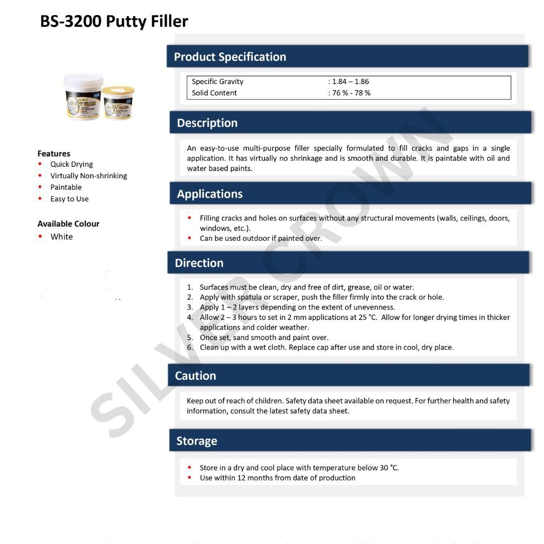 All Purpose Putty Filler - 2-Pack (500g Each) w/Scraper