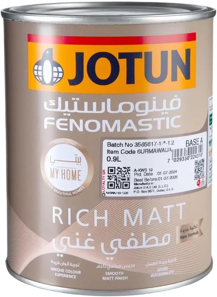 Paint Jotun Fenomastic Emulsion  Rich Matt, Base A, 0.9Ltr