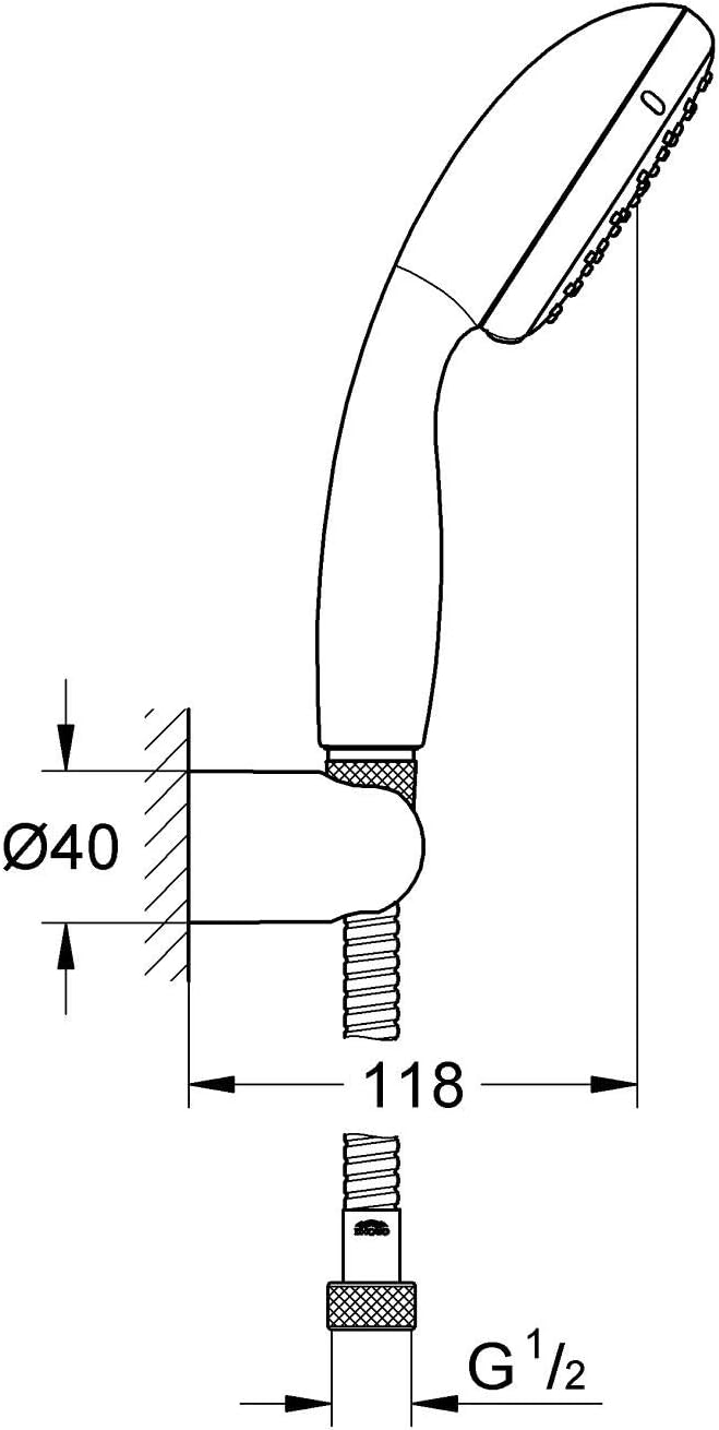 GROHE Shower and Bathroom Fixtures, Hand Shower with 3-sprays and Wall Holder 27803