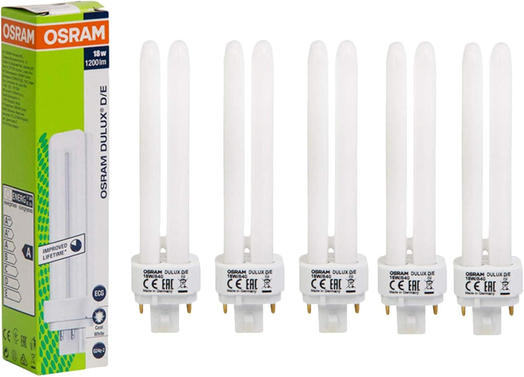 Osram Home Decorative and Durable 18 Watts 2Pin Day Light CFL Bulb (White) - Pack of 5