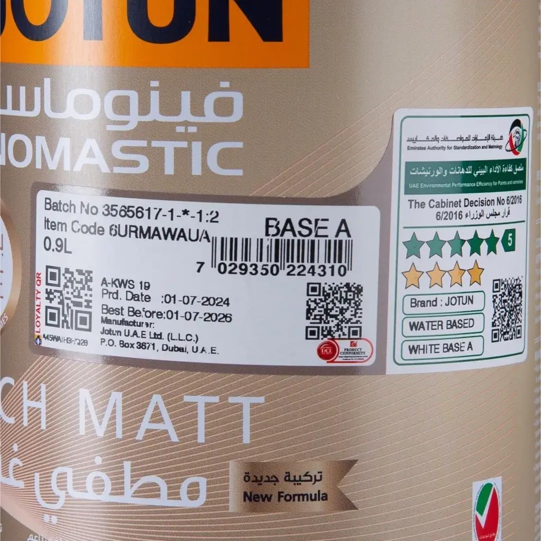 Paint Jotun Fenomastic Emulsion  Rich Matt, Base A, 0.9Ltr